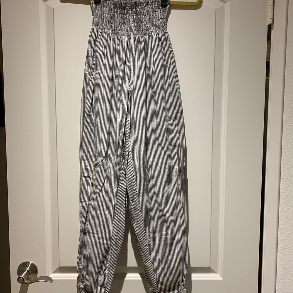 Issey Miyake Plantation striped cotton harem pants